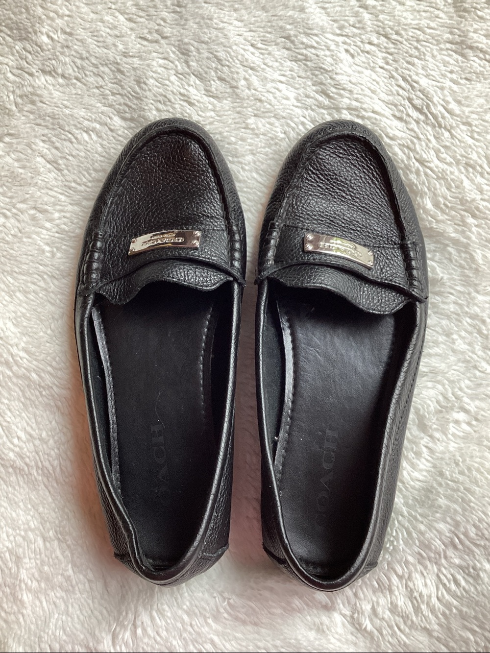 Coach, black leather loafers women’s driving moccasin flat size 7 1/2 - Picture 5 of 6